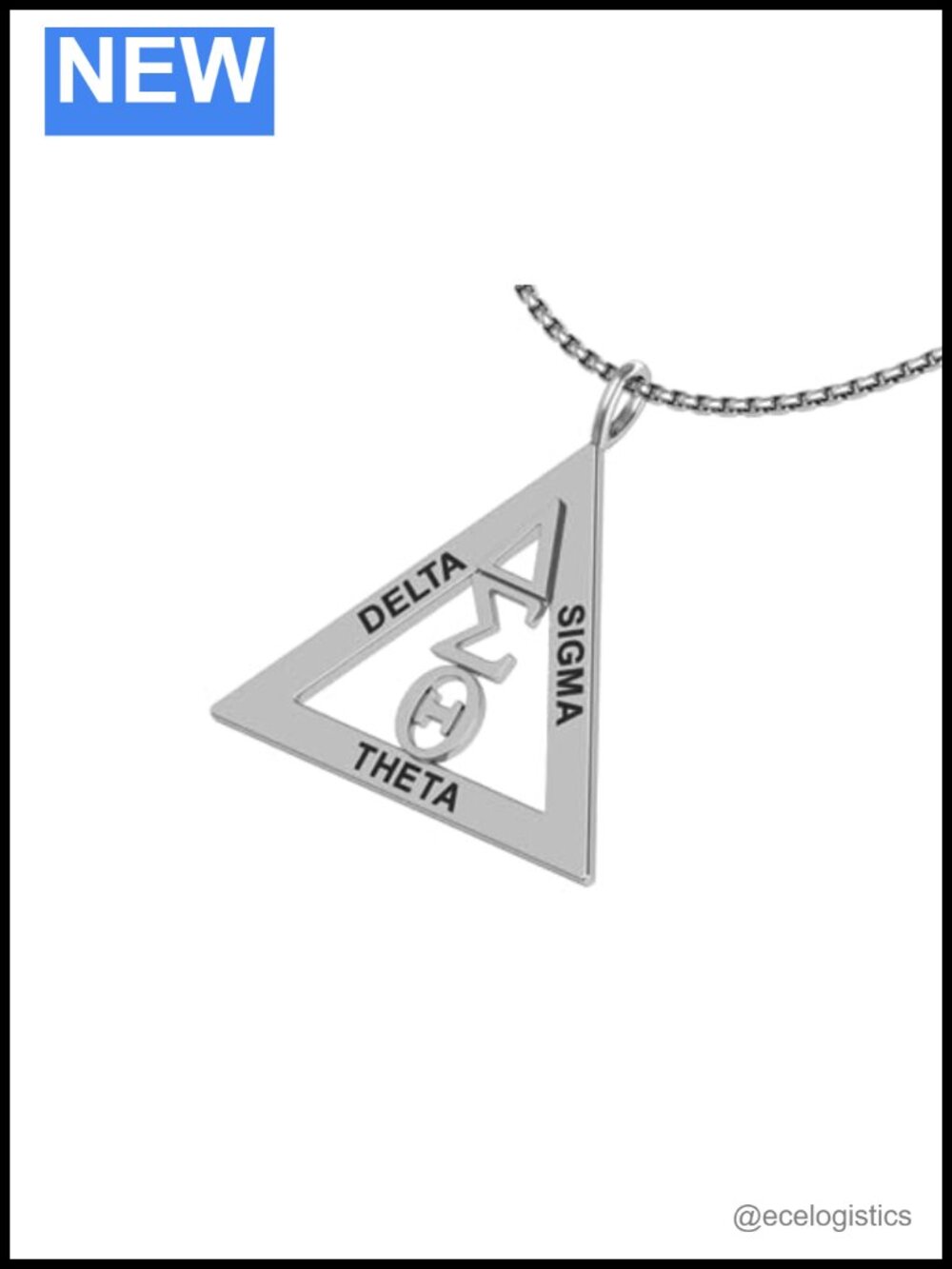 Sterling Silver Delta Sigma Theta Pendant Necklace 18" Triangle